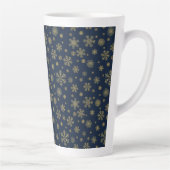 Elegant Gold Snowflake Winter Pattern カフェラテマグ (右)