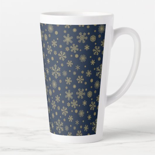Elegant Gold Snowflake Winter Pattern カフェラテマグ (右)