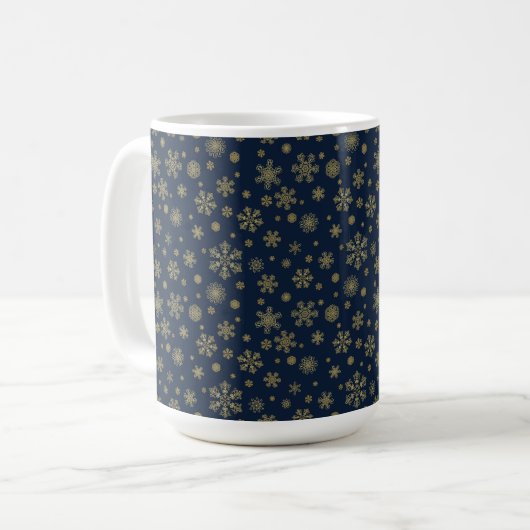 Elegant Gold Snowflake Winter Pattern コーヒーマグカップ (正面左)