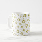 Elegant Gold Snowflake Winter Pattern コーヒーマグカップ (正面左)