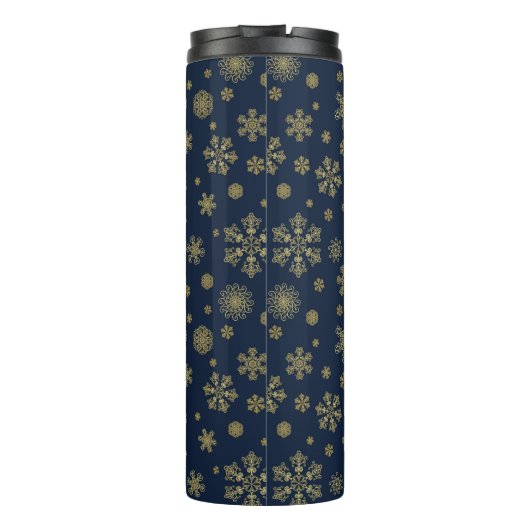 Elegant Gold Snowflake Winter Pattern タンブラー (裏面)