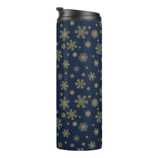 Elegant Gold Snowflake Winter Pattern タンブラー (回転右)