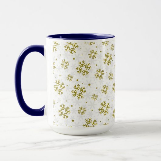 Elegant Gold Snowflake Winter Pattern マグカップ (左)
