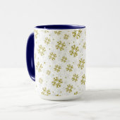 Elegant Gold Snowflake Winter Pattern マグカップ (正面左)