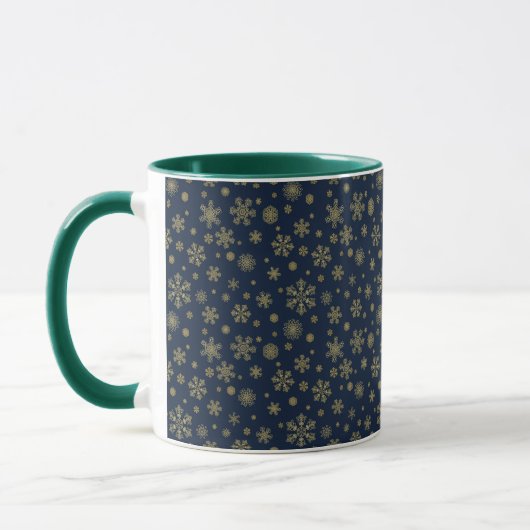 Elegant Gold Snowflake Winter Pattern マグカップ (左)
