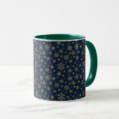 Elegant Gold Snowflake Winter Pattern マグカップ (正面右)