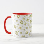 Elegant Gold Snowflake Winter Pattern マグカップ (左)