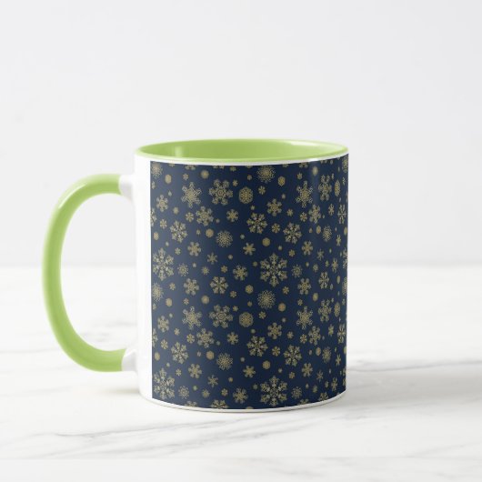 Elegant Gold Snowflake Winter Pattern マグカップ (左)