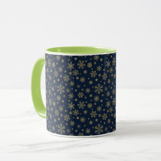 Elegant Gold Snowflake Winter Pattern マグカップ (正面左)