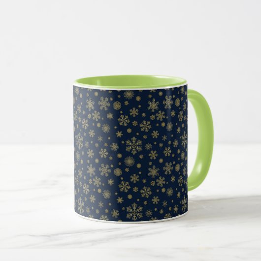 Elegant Gold Snowflake Winter Pattern マグカップ (正面右)