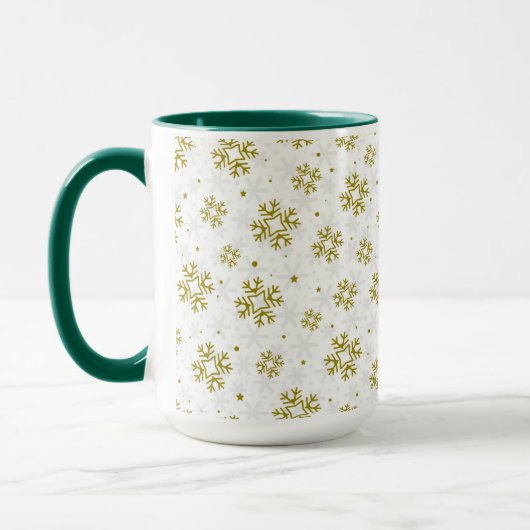 Elegant Gold Snowflake Winter Pattern マグカップ (左)