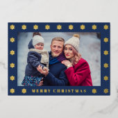 Elegant Gold Snowflakes Christmas Photo 箔シーズンカード (正面)
