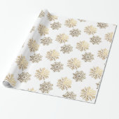 Elegant Gold Snowflakes Pattern Happy New Year ラッピングペーパー (アンロールド)