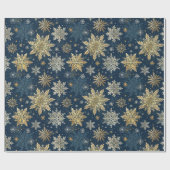 Elegant Gold Snowflakes Winter Blue Christmas ラッピングペーパー (フラット)