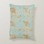 Elegant, Gold Soft Blue Checkered Abstract Pattern アクセントクッション (裏面(縦))