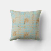 Elegant, Gold Soft Blue Checkered Abstract Pattern クッション (裏面)
