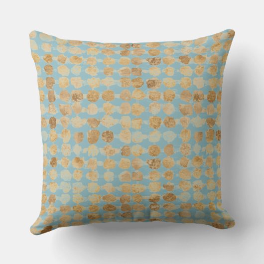Elegant, Gold Soft Blue Polkadot Pattern クッション (裏面)