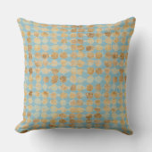 Elegant, Gold Soft Blue Polkadot Pattern クッション (正面)