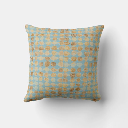 Elegant, Gold Soft Blue Polkadot Pattern クッション (裏面)