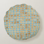 Elegant, Gold Soft Blue Polkadot Pattern ラウンドクッション (裏面)