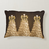 Elegant Gold Sparkling Christmas Trees & Bows  アクセントクッション (裏面)