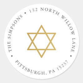 Elegant Gold Star of David Return Address  ラウンドシール