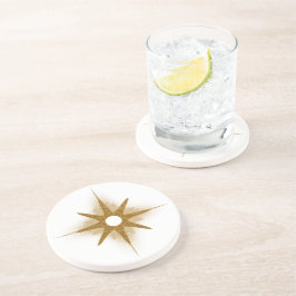 Elegant Gold Starburst Stone Coaster Round コースター