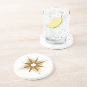 Elegant Gold Starburst Stone Coaster Round コースター