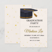 Elegant Gold Stars Graduation Party Invitation 招待状 (正面/裏面)