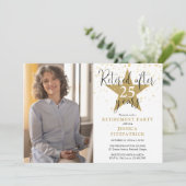 Elegant Gold Stars Photo Retirement Party 招待状 (スタンド正面)