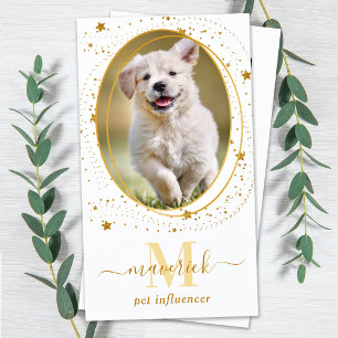 Elegant Gold Stars Social Media Photo Monogram 名刺
