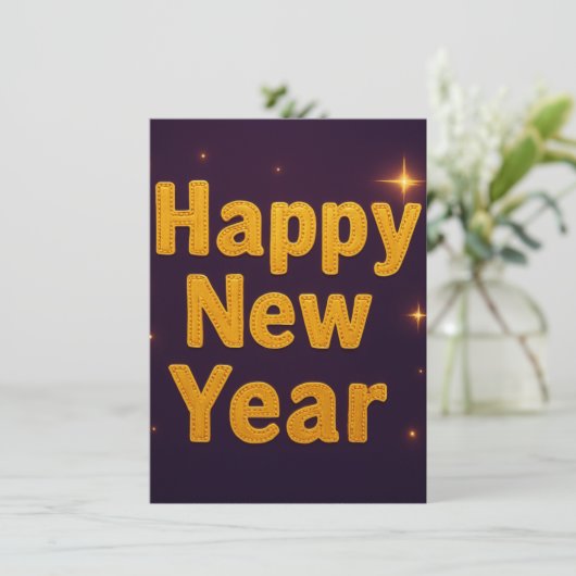 Elegant Gold Stitched Typography Classy Party シーズンカード (スタンド正面)