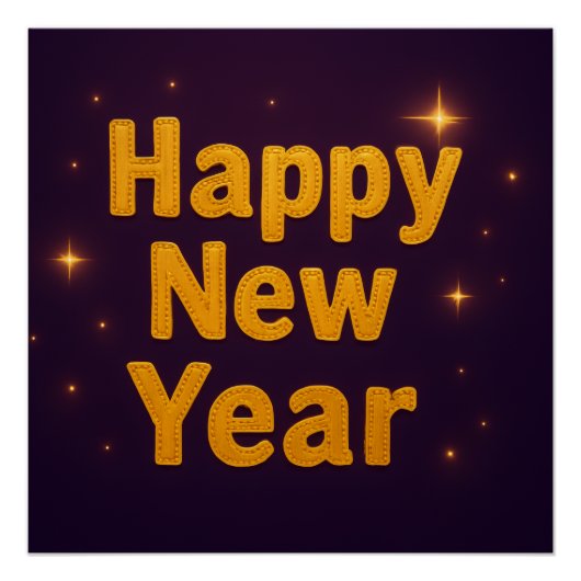 Elegant Gold Stitched Typography Classy Party ポスター (正面)