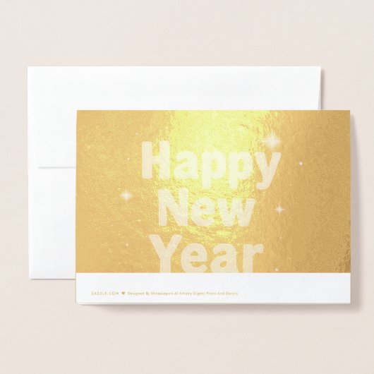 Elegant Gold Stitched Typography Classy Party 箔カード (裏面封筒付き)