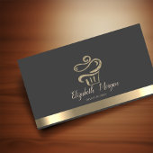 Elegant Gold Stripe Glitter Cupcake 名刺