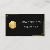 Elegant Gold Stripe Gold Chauffeur Logo Driver  名刺 (正面)