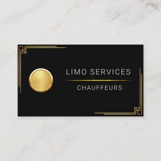 Elegant Gold Stripe Gold Chauffeur Logo Driver  名刺 (正面)