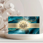 Elegant Gold Stripe,Lotus Glitter Emerald Green 名刺