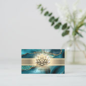 Elegant Gold Stripe,Lotus Glitter Emerald Green 名刺 (スタンド正面)