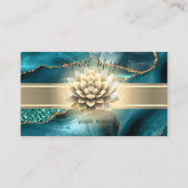 Elegant Gold Stripe,Lotus Glitter Emerald Green 名刺 (正面)