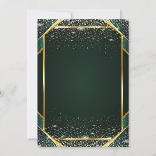 Elegant Gold Striped Confetti Green Retirement 招待状 (裏面)