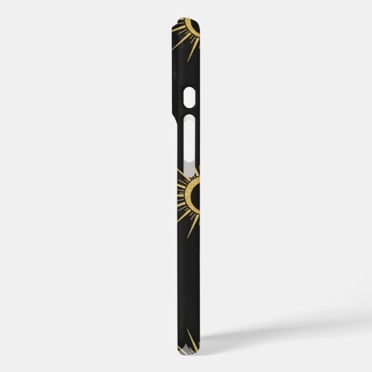 Elegant Gold Sun and Moon Pattern Black iPhone 16  Case-Mate iPhoneケース (裏面 / 左)