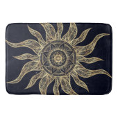 Elegant Gold Sun Mandala Blue Nebula Design バスマット (正面)