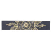 Elegant Gold Sun Mandala Blue Nebula Design ミディアムテーブルランナー (横)