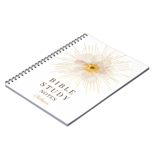 Elegant Gold Sunburst Personalized Bible Study ノートブック (左側)