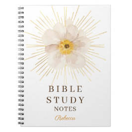 Elegant Gold Sunburst Personalized Bible Study ノートブック
