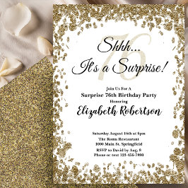 Elegant Gold Surprise 76th Birthday Invitation 招待状