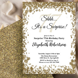 Elegant Gold Surprise 77th Birthday Invitation 招待状