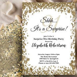Elegant Gold Surprise 91st Birthday Invitation 招待状