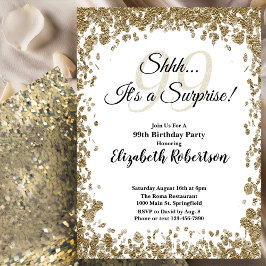 Elegant Gold Surprise 99th Birthday Invitation 招待状